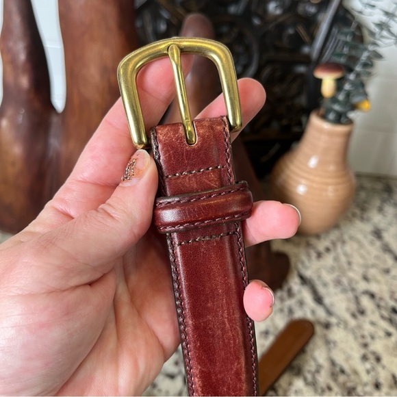 Vintage LL Bean Men's Brown Leather Belt - Picture 2 of 6